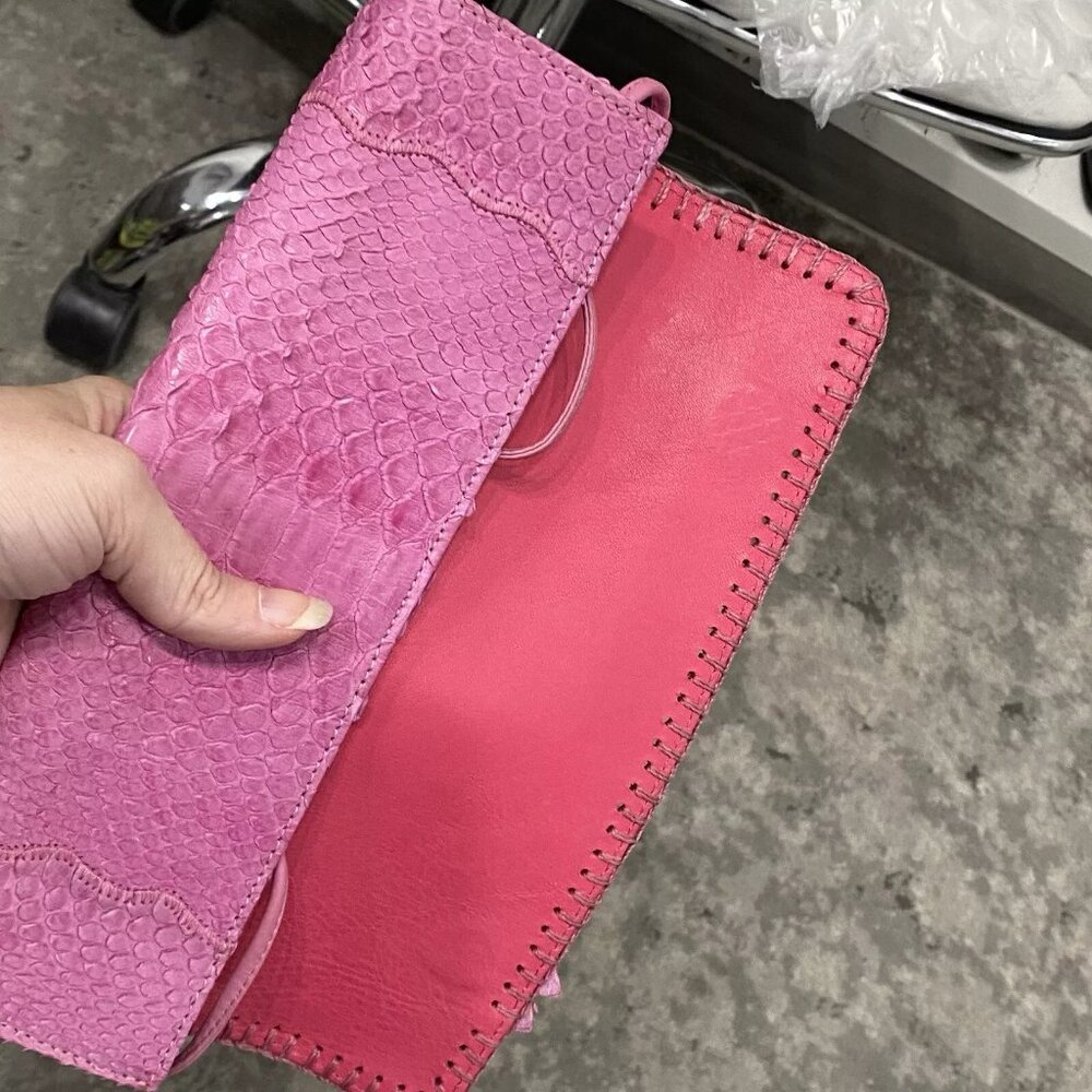 Fatto A Mano By Carlos Falchi Pink Python Snake S… - image 8